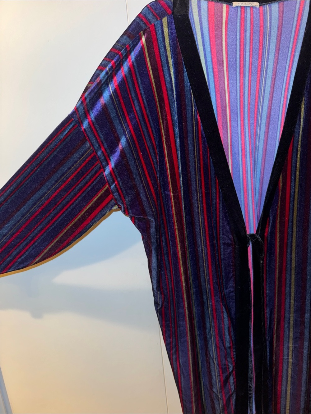Velvet Striped Long Robe - Picture 2 of 5